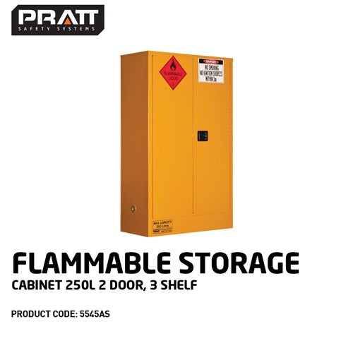 PRATT Flammable Storage Cabinet 250L 2 Door, 3 Shelf
