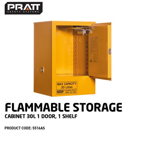 PRATT Flammable Storage Cabinet 30L 1 Door, 1 Shelf