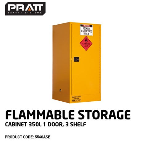 PRATT Flammable Storage Cabinet 350L 1 Door, 3 Shelf